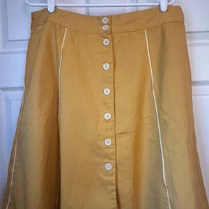 Mustard color Rockabilly styled A-Line ModCloth skirt , Size XL
